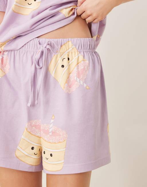 ASOS DESIGN cake oversized tee & short pyjama set in lilac