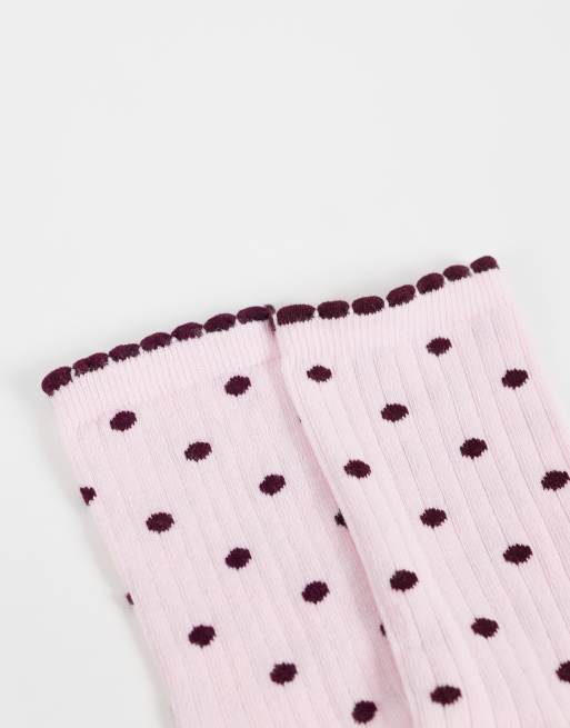 ASOS DESIGN - calcetines de lunares en rosa y burdeos, 2 de 3