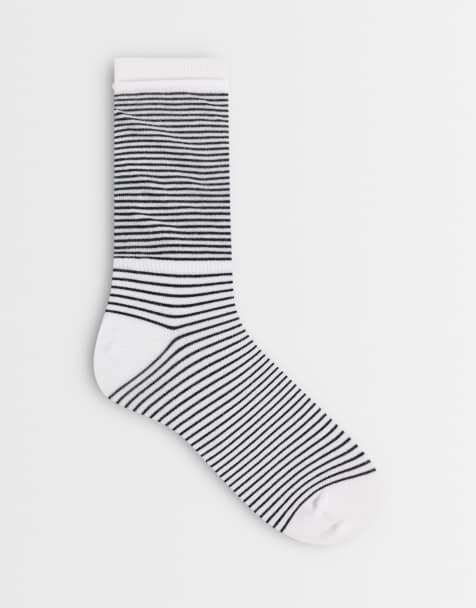ASOS DESIGN - calcetines holgados de doble capa con diseño a rayas en negro y blanco - view 1
