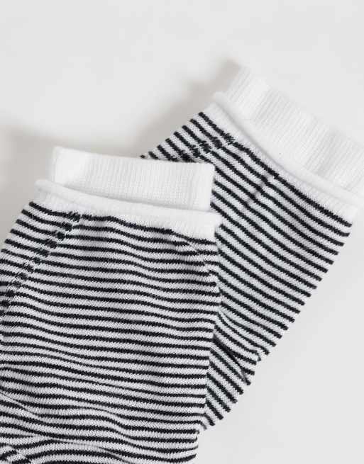 ASOS DESIGN - calcetines holgados de doble capa con diseño a rayas en negro y blanco, 2 de 3