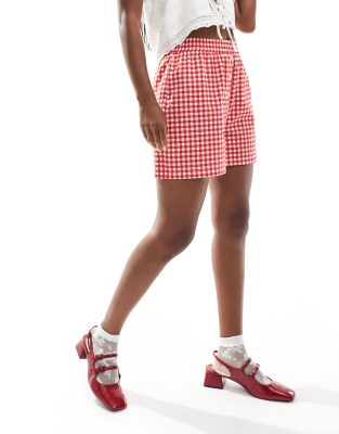 ASOS DESIGN - Caleçon à carreaux vichy - Rouge