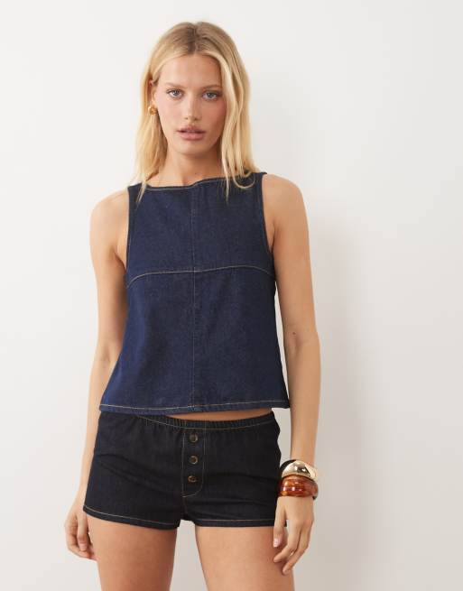 ASOS DESIGN - Caleçon court d'ensemble en denim souple - Bleu moyen délavé, 3 de 5