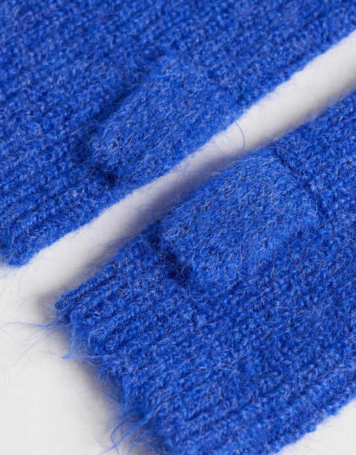 ASOS DESIGN calentador de manos de punto en azul cobalto, 3 de 3