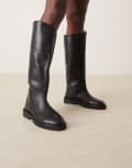 [ASOS DESIGN] ASOS DESIGN Callahan leather riding boots in black 42 BLACK