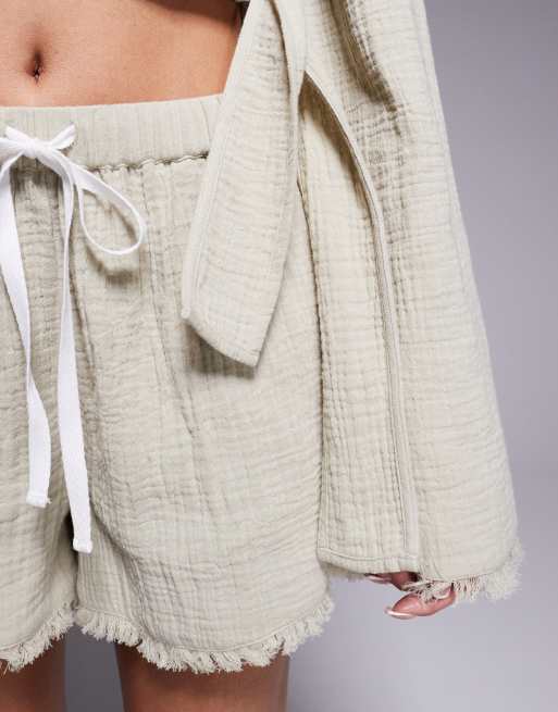 ASOS DESIGN - Callie - Short de plage en gaze avec ourlet effiloché - Sauge délavé, 5 de 5