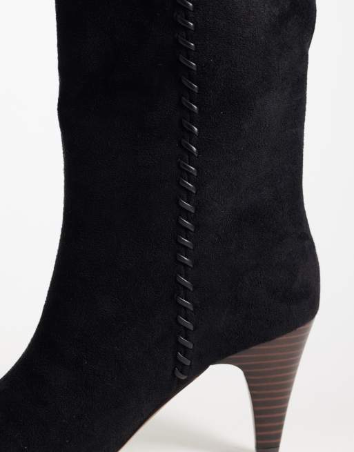 ASOS DESIGN - Calliope - Bottes hauteur genou à talon avec détails en point de surjet - Noir, 3 de 4