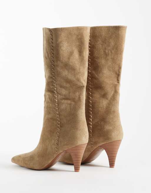 ASOS DESIGN - Calliope - Bottes hauteur genou à talon avec détails en point de surjet - Sable, 4 de 4
