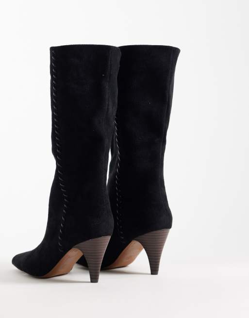 ASOS DESIGN – Calliope – Kniehohe Stiefel in Schwarz mit Absatz und Überwendlingsstich, 4 von 4