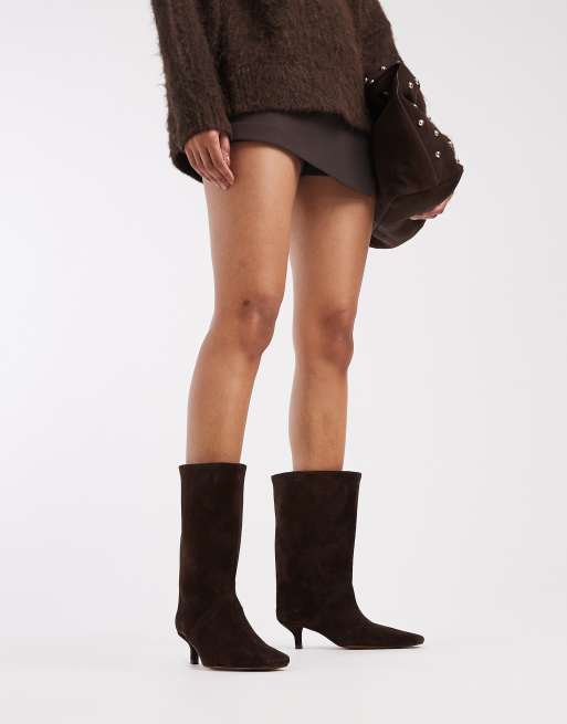 ASOS DESIGN - Calloway - Chokoladebrune pull-on-støvler med vide ben i premium-ruskind, 2 af 4