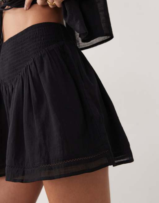 ASOS DESIGN Calypso beach short with lace trim in black, 3 of 5