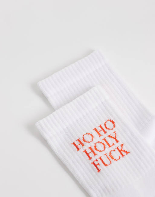 ASOS DESIGN calze con grafica natalizia in bianco, 2 di 3