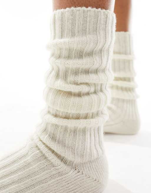 ASOS DESIGN - Calzettoni extra larghi al ginocchio in misto lana color avena, 2 di 4