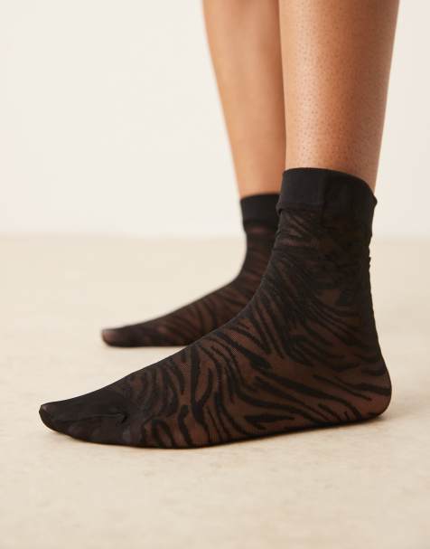ASOS DESIGN - Calzini alla caviglia neri tigrati trasparenti - view 1