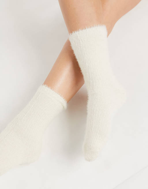 ASOS DESIGN - Calzini da casa al polpaccio super morbidi bianco inverno, 2 di 4