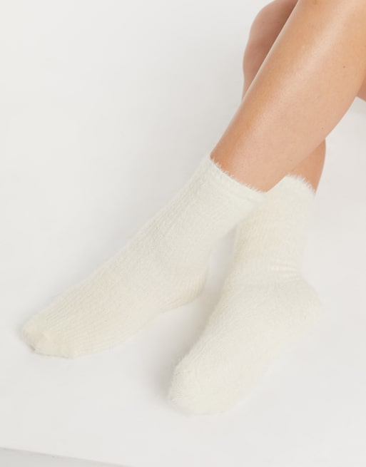 ASOS DESIGN - Calzini da casa al polpaccio super morbidi bianco inverno, 3 di 4