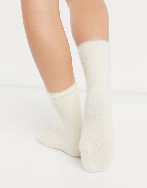 ASOS DESIGN - Calzini da casa al polpaccio super morbidi bianco inverno, 4 di 4