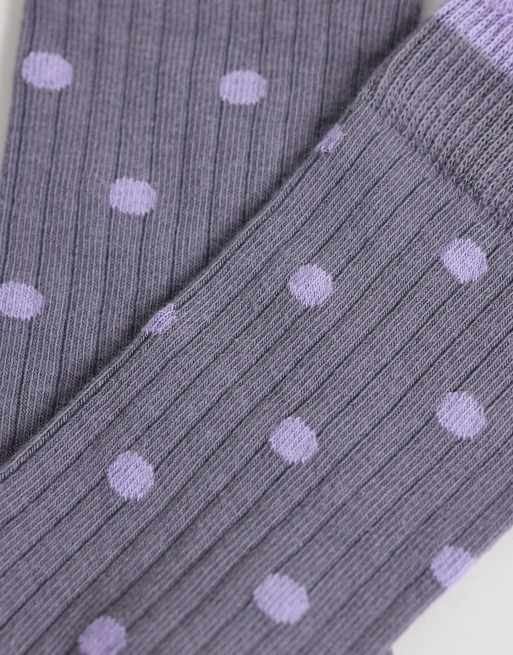 ASOS DESIGN - Calzini grigi e lilla a pois, 3 di 3