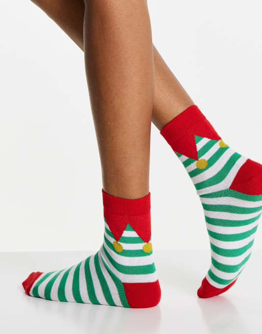 ASOS DESIGN - Calzini natalizi alla caviglia stile elfo multicolore, 3 di 4