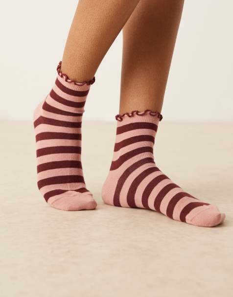 ASOS DESIGN - Calzini rossi e rosa con orlo con volant - view 1