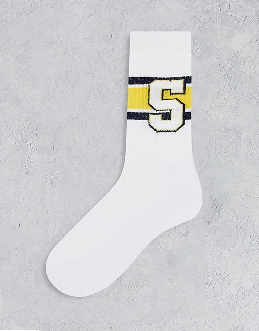 Calzini sportivi bianchi con logo di Stanford stile college Asos Uomo Sport & Swimwear Abbigliamento sportivo Intimo sportivo 