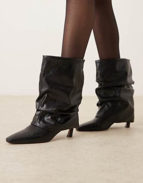 ASOS DESIGN – Cambria – Svarta, slouchy boots i dra på-modell - view 1
