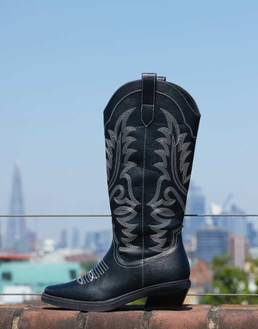 ASOS DESIGN Camden flat western boots in black
