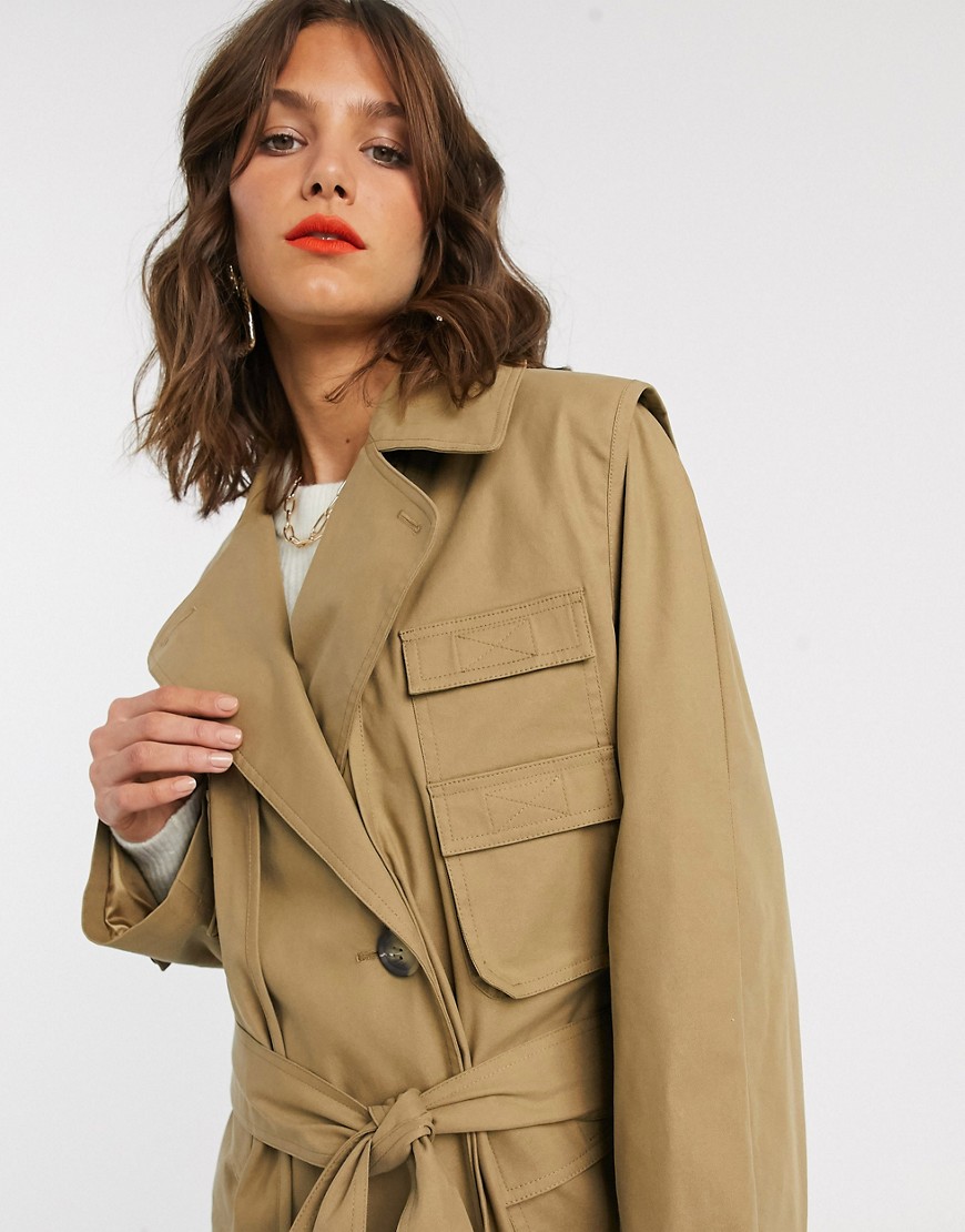 ASOS DESIGN — Camel-farvet hybrid trench coat-Beige