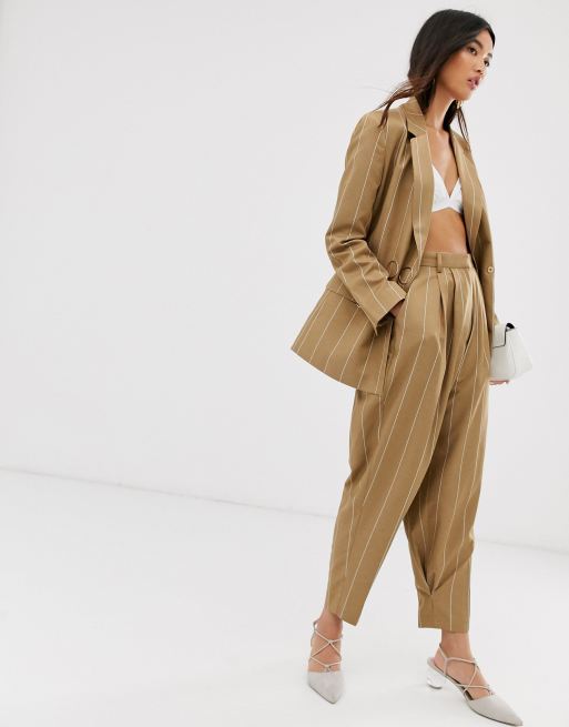 ASOS DESIGN camel stripe suit blazer, 3 of 3