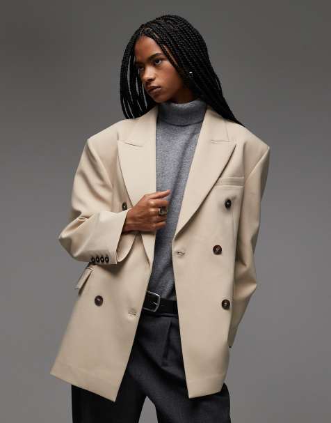 ASOS DESIGN double breasted oversized blazer in camel