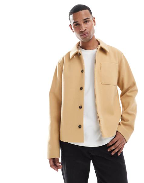 ASOS DESIGN – Camelowa koszula wierzchnia z imitacji wełny - view 1