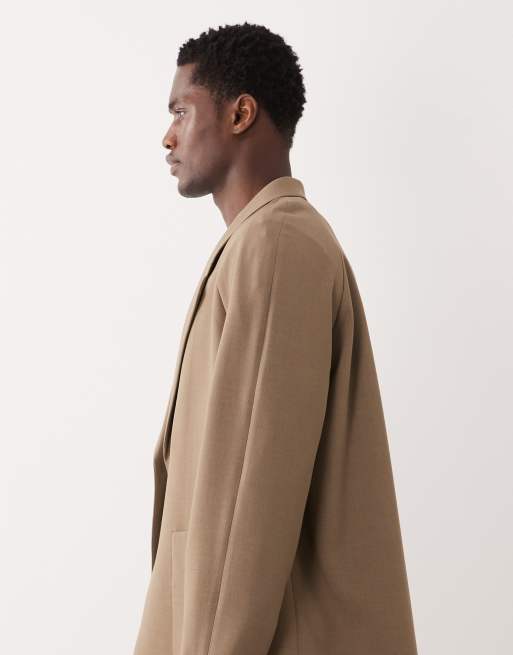 ASOS DESIGN – Camelowa marynarka garniturowa oversize o bardzo luźnym kroju, 4 z 5