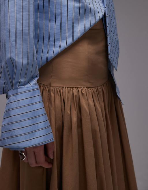 ASOS DESIGN – Camelowa obszerna spódnica midi z obniżoną talią, 4 z 5