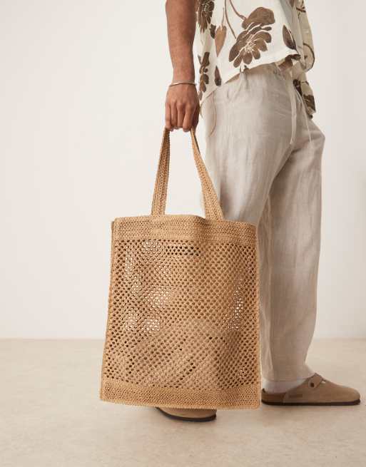 ASOS DESIGN – Camelowa pleciona torba typu tote, 3 z 4