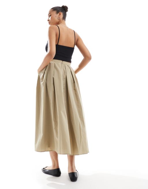 ASOS DESIGN – Camelowa trapezowa spódnica midi, 2 z 5