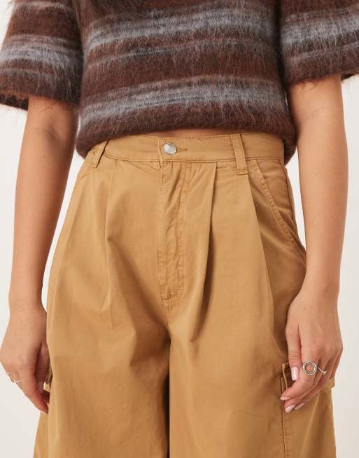 ASOS DESIGN – Camelowe bojówki oversize z zakładkami, 4 z 5
