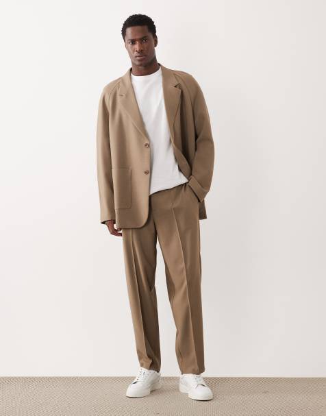 ASOS DESIGN oversized tapered suit trousers in camel