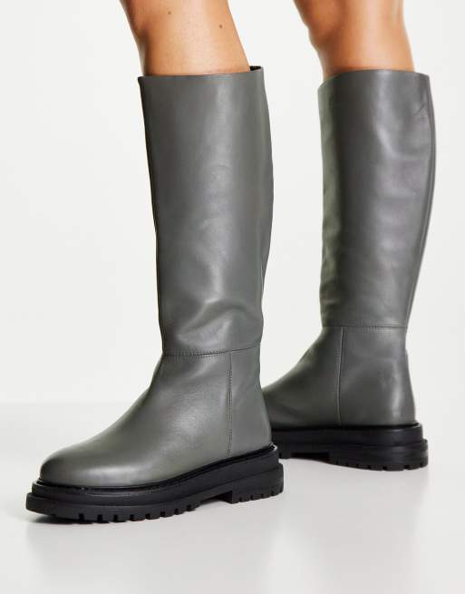 ASOS DESIGN - Cameo - Bottes montantes à enfiler en cuir de qualité supérieure - Gris, 2 de 4