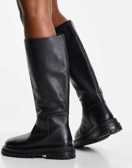 ASOS DESIGN – Cameo – Schwarze, kniehohe Stiefel aus hochwertigem Leder, 2 von 4