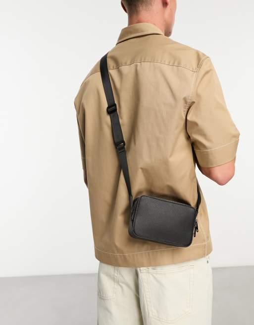 ASOS DESIGN - Camera bag a tracolla in pelle sintetica nera