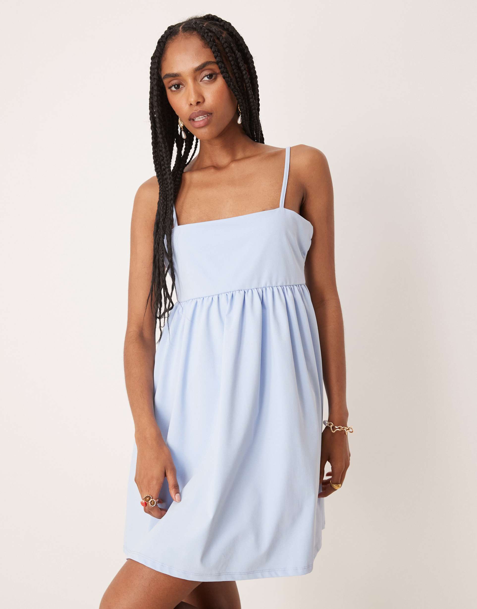 asos design cami baby doll mini dress in yellow
