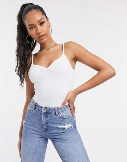 ASOS DESIGN cami with bow in white