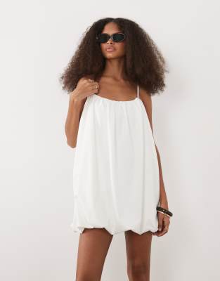 Asos Design Cami Bubble Hem Mini Dress In White