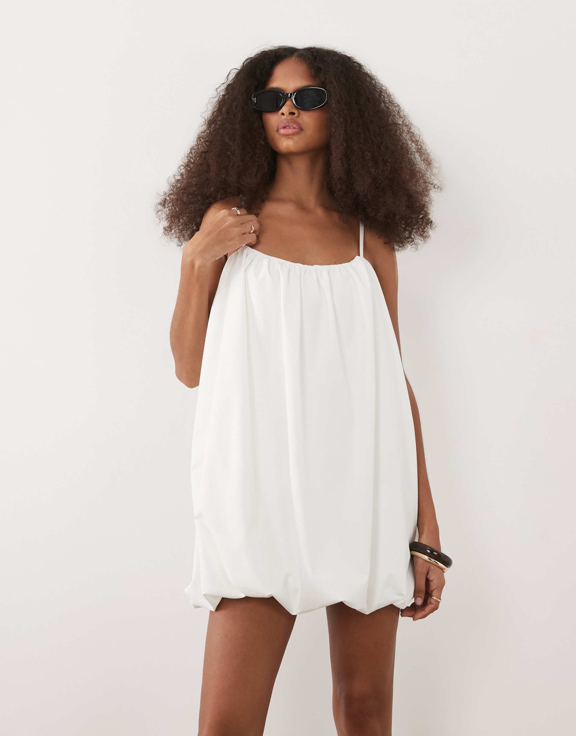 asos design cami bubble hem mini dress in white