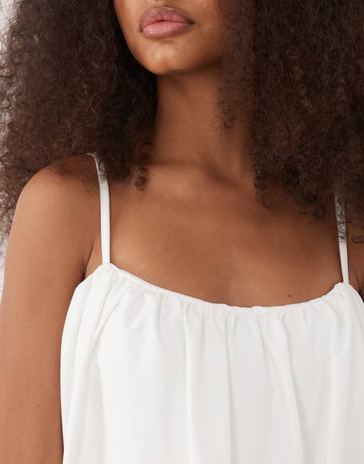 ASOS DESIGN cami bubble hem mini dress in white, 3 of 4