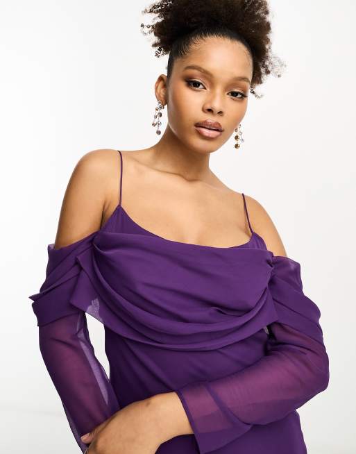 Cold shoulder purple dress hotsell