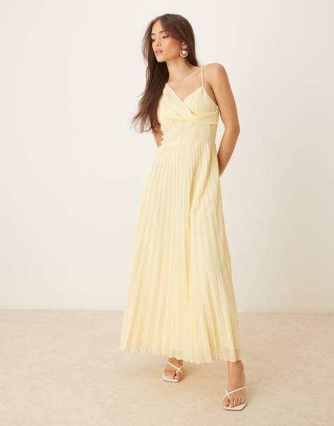 ASOS DESIGN cami drape bodice pleated midi dress in buttermilk - view 1