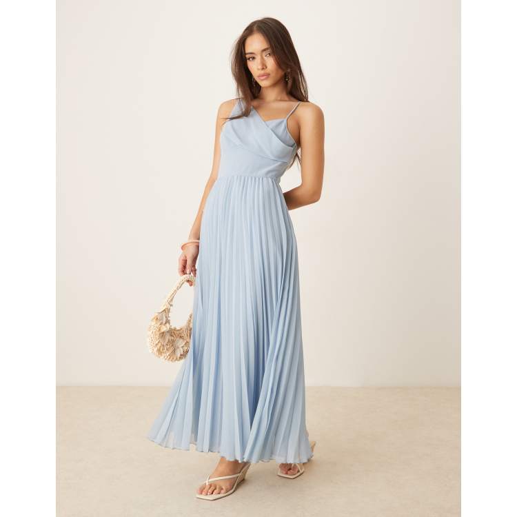 white christmas dresses Rent Asos Design Twist Front Pleated Cami Midi Dress With Belt In Rose Pink main image 1