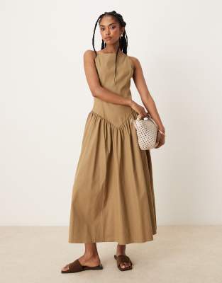 Asos Design Cami Dropped Waist Midi Dress