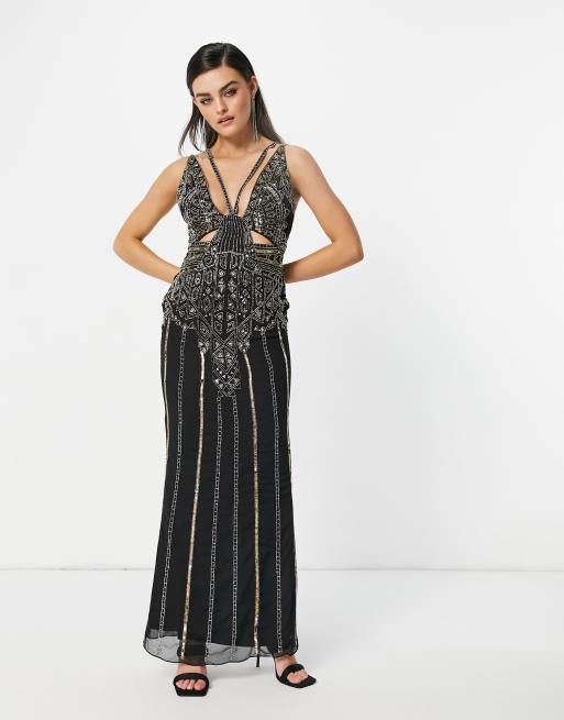 Black and gold maxi dress sale