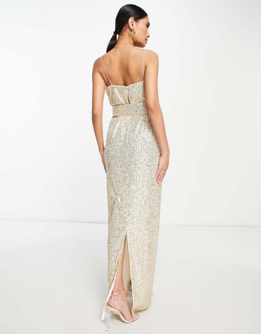 Asos gold maxi clearance dress